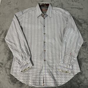 Robert Graham Flip Cuff Shirt‎ Mens L Striped Colorful Button Dress Long Sleeve